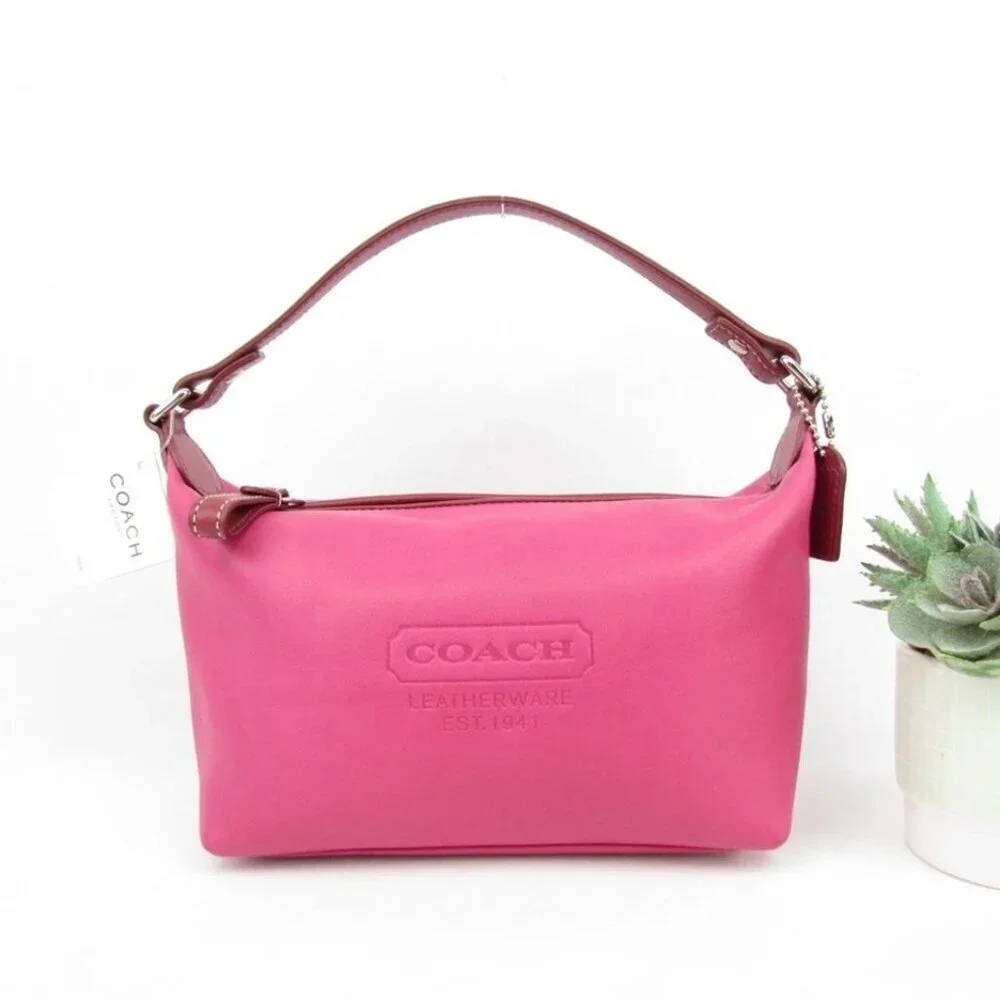 COACH 1941 DEMI LEATHERWARE FUCHSIA PINK RED LEATHER BAGUETTE CHARM TAG NEW NWOT